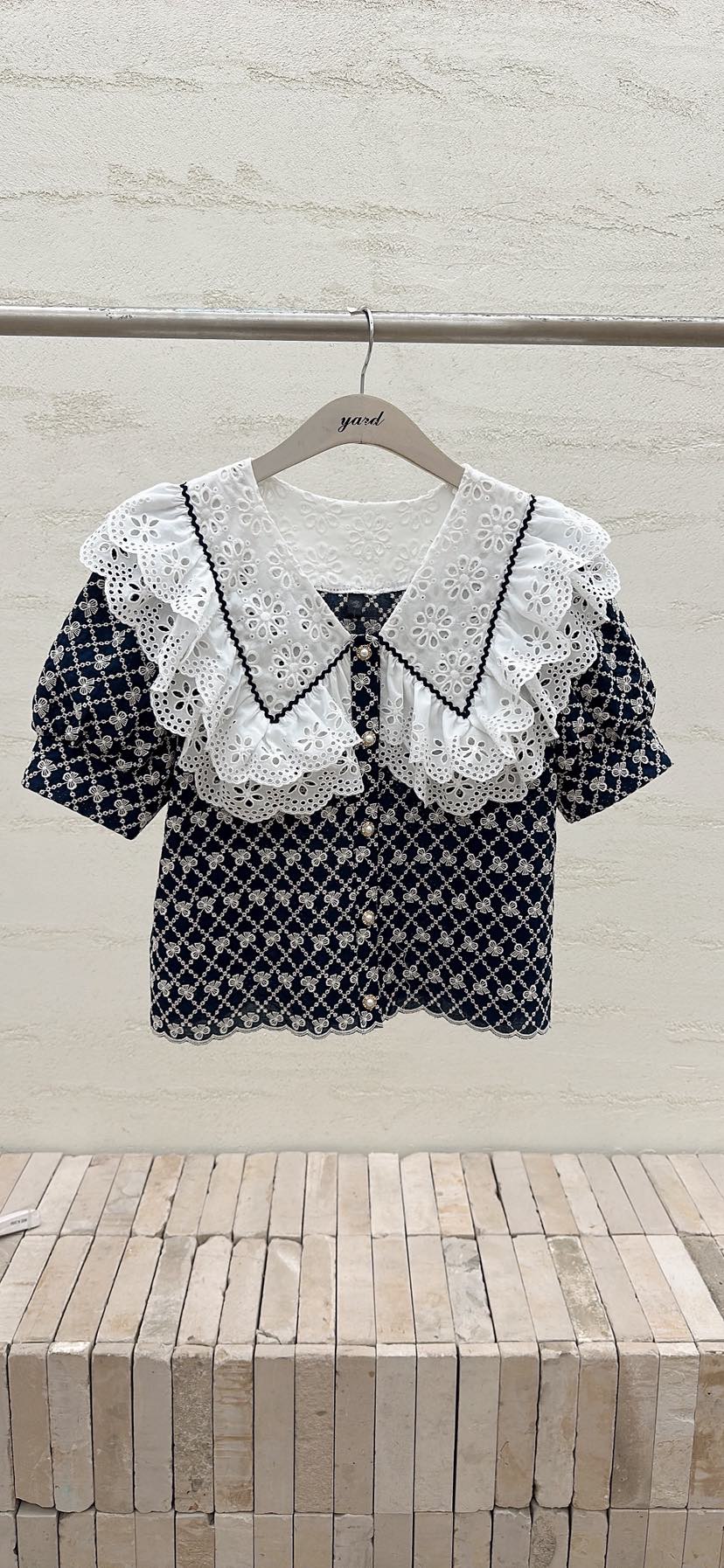 YARD韓國代購女士新款休閑熱賣時尚人氣推薦襯衫蕾絲衫刺繡YARD襯衫/蕾絲衫圖色2