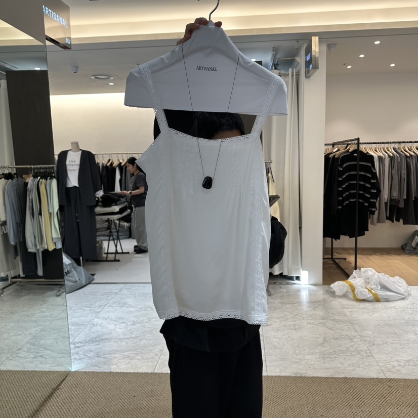 ARTISANAL韓國東大門直郵女士新品休閑吊帶背心不含配飾蕾絲褶裥ARTISANAL吊帶/背心圖色1