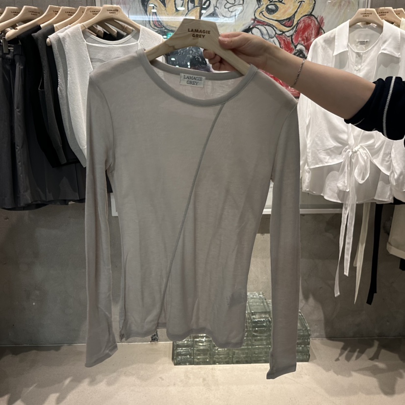 LAMAGIEPIE/LAMAGIE GREY韓國直郵女士新品職業長袖T恤LAMAGIEPIE/LAMAGIE GREY長袖T恤圖色1灰色