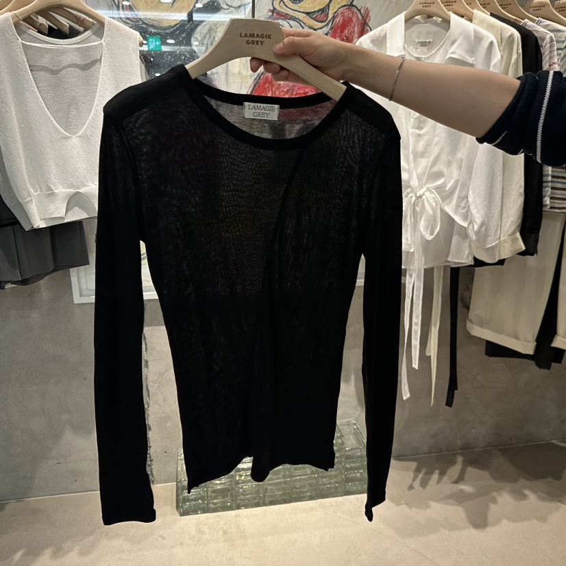 LAMAGIEPIE/LAMAGIE GREY韓國直郵女士新品職業長袖T恤LAMAGIEPIE/LAMAGIE GREY長袖T恤圖色3墨色