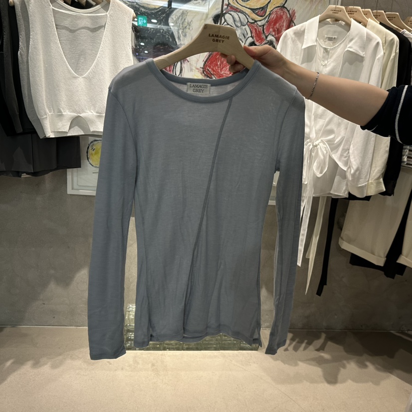 LAMAGIEPIE/LAMAGIE GREY韓國直郵女士新品職業長袖T恤LAMAGIEPIE/LAMAGIE GREY長袖T恤圖色4藍色