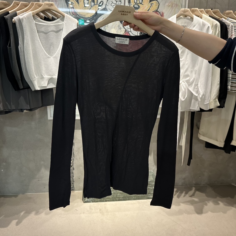 LAMAGIEPIE/LAMAGIE GREY韓國直郵女士新品職業長袖T恤LAMAGIEPIE/LAMAGIE GREY長袖T恤圖色5黑色