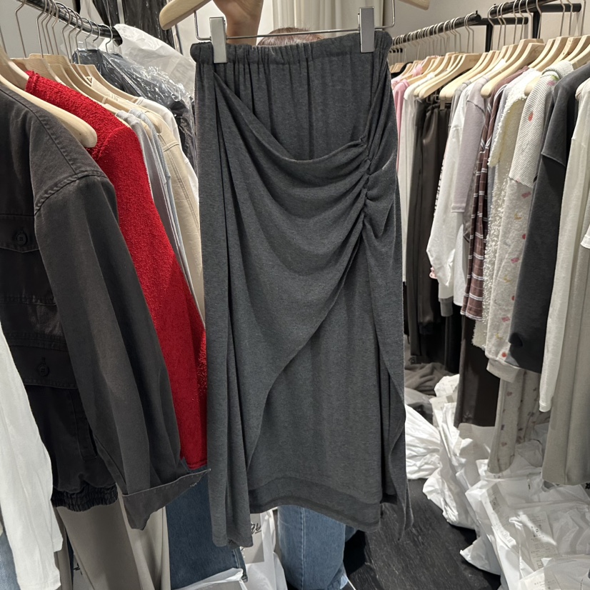 BOWIE韓國直郵女士新款休閑熱賣推薦職業人氣時尚長裙褶皺BOWIE長裙圖色3墨色