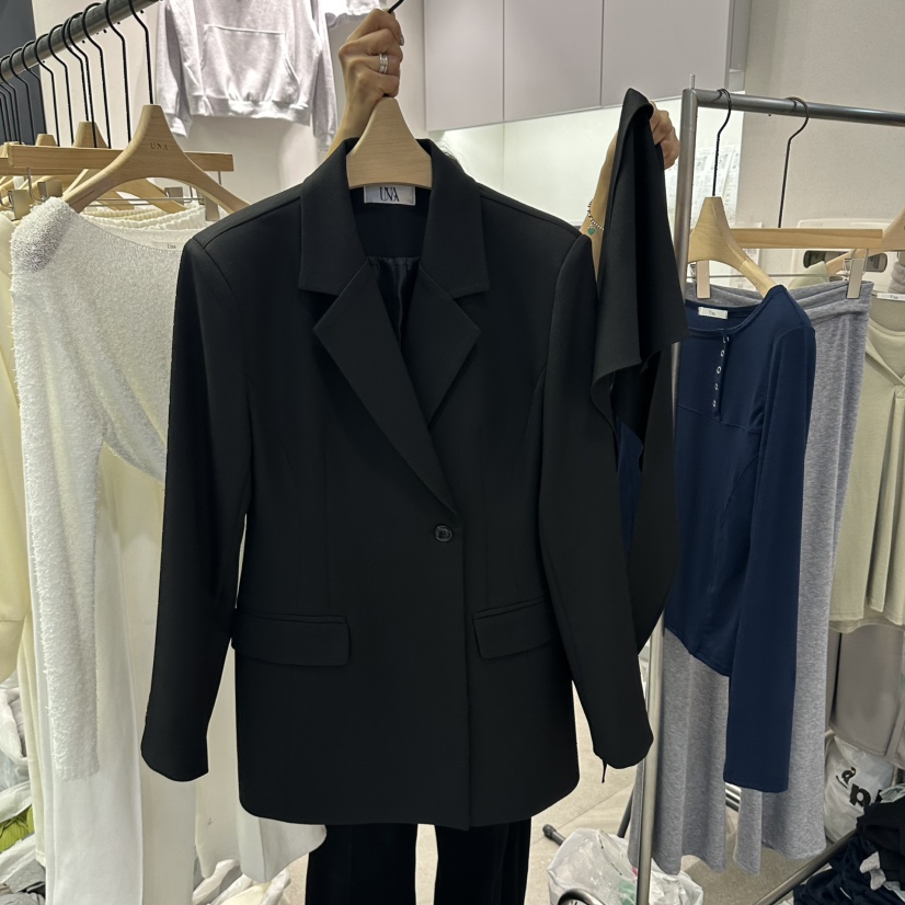 UNA/THE MAY韓國東大門代購女士新款休閑26春夏夾克含圍巾THEMAY/UNA夾克圖色3黑色