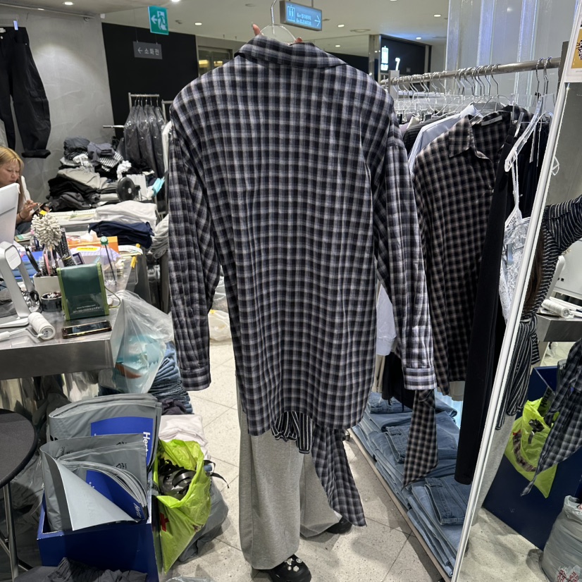 HERTZ-P韓國東大門代購女士新款時尚人氣襯衫蕾絲衫格紋HERTZ-P襯衫/蕾絲衫