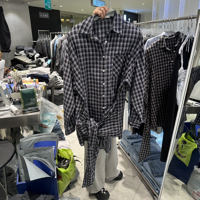 HERTZ-P韓國東大門代購女士新款時尚人氣襯衫蕾絲衫格紋HERTZ-P襯衫/蕾絲衫圖色1