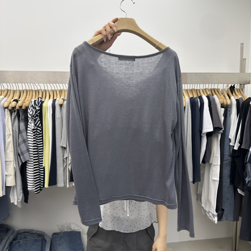 SPECIAL韓國東大門代購女裝新品休閑26春夏長袖T恤假兩件SPECIAL長袖T恤