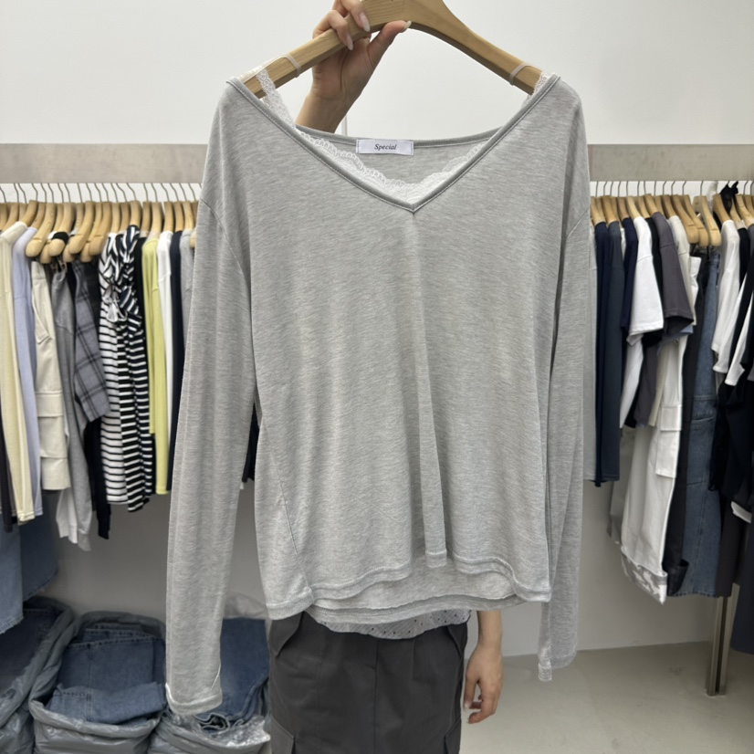 SPECIAL韓國東大門代購女裝新品休閑26春夏長袖T恤假兩件SPECIAL長袖T恤圖色3