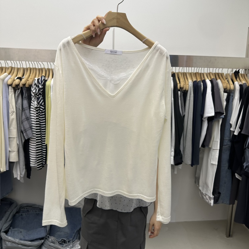 SPECIAL韓國東大門代購女裝新品休閑26春夏長袖T恤假兩件SPECIAL長袖T恤圖色5