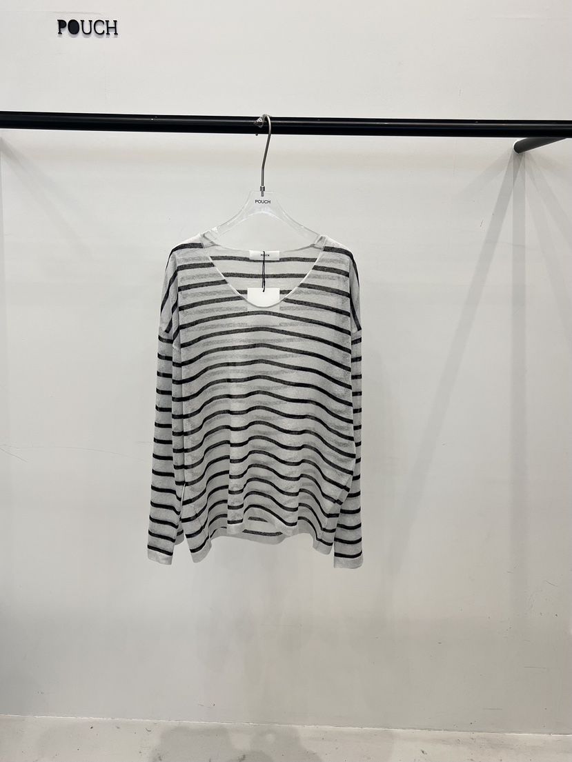 POUCH韓國東大門直郵女士新品熱賣時尚休閑26春夏職業針織衫POUCH針織衫圖色4黑白