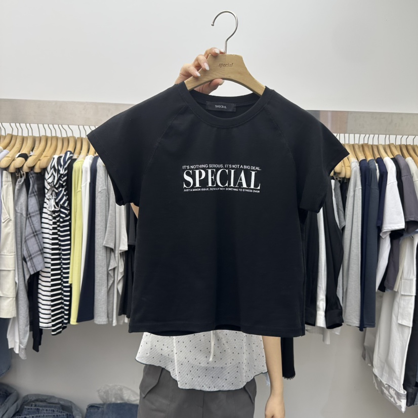 SPECIAL韓國東大門直郵女士新款時尚推薦26春夏職業人氣T恤SPECIALT恤圖色4黑色