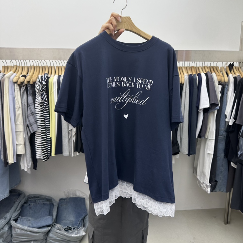 SPECIAL韓國東大門直郵女裝新款時尚人氣職業26春夏休閑T恤SPECIALT恤圖色2深藍色