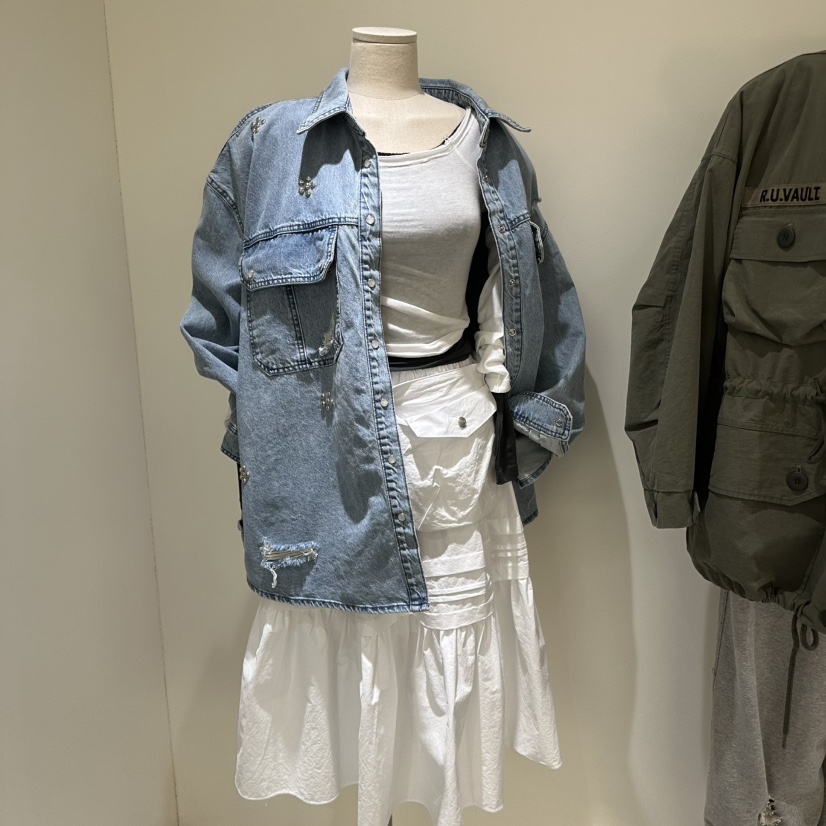 VAULT韓國東大門直郵女裝新款人氣休閑長裙含腰包口袋腰帶VAULT長裙