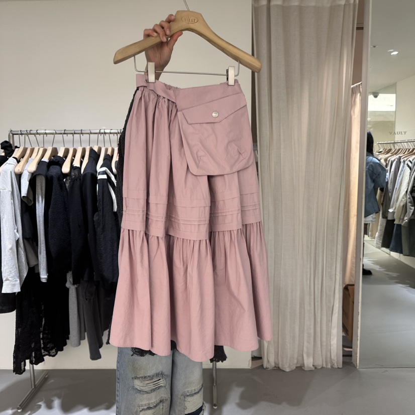 VAULT韓國東大門直郵女裝新款人氣休閑長裙含腰包口袋腰帶VAULT長裙圖色2