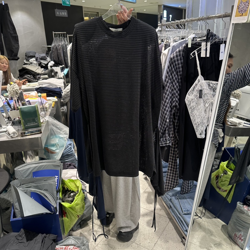 HERTZ-P韓國東大門代購女士新款26春夏熱賣T恤不含腰帶透明HERTZ-PT恤圖色2黑色