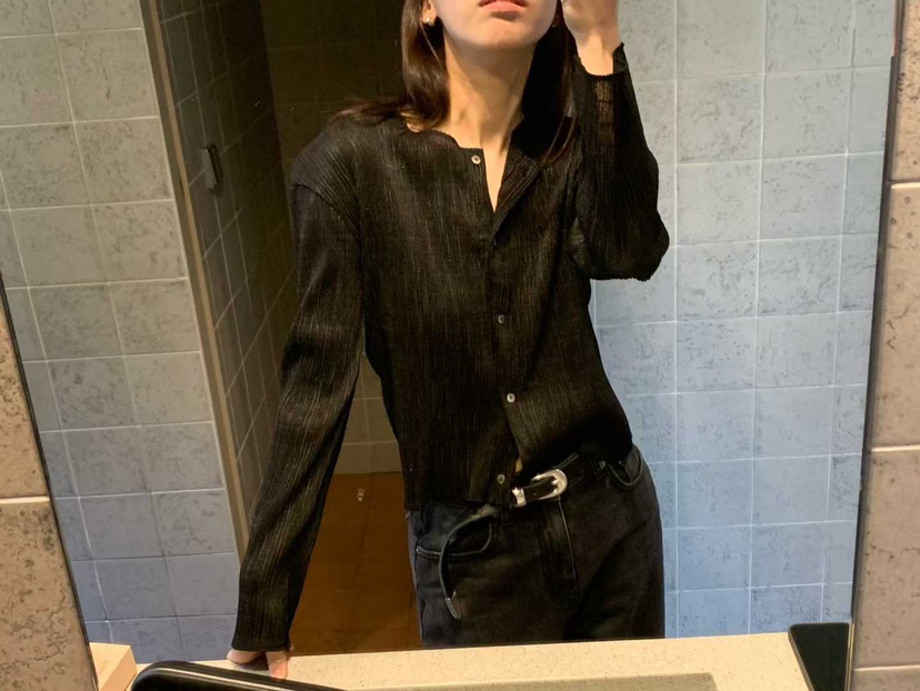 FL LANEL韓國直郵實拍女裝新品休閑時尚襯衫蕾絲衫褶裥開衫FL LANEL襯衫/蕾絲衫