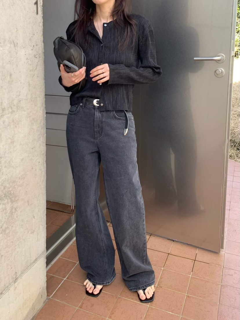 FL LANEL韓國直郵實拍女裝新品休閑時尚襯衫蕾絲衫褶裥開衫FL LANEL襯衫/蕾絲衫