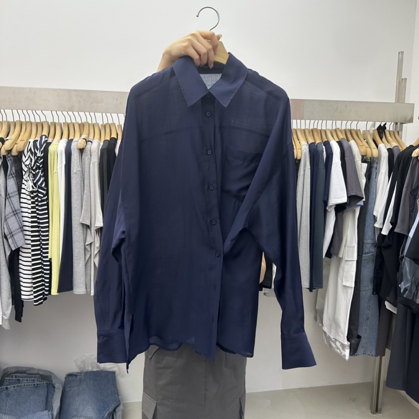 SPECIAL韓國代購女裝新款職業26春夏時尚休閑熱賣襯衫蕾絲衫SPECIAL襯衫/蕾絲衫圖色6深藍色