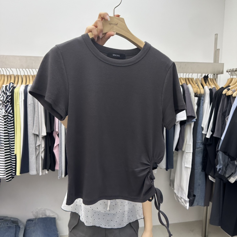 SPECIAL韓國直郵女裝新款職業熱賣休閑時尚26春夏推薦T恤SPECIALT恤圖色3墨色