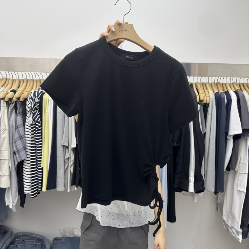 SPECIAL韓國直郵女裝新款職業熱賣休閑時尚26春夏推薦T恤SPECIALT恤圖色4黑色