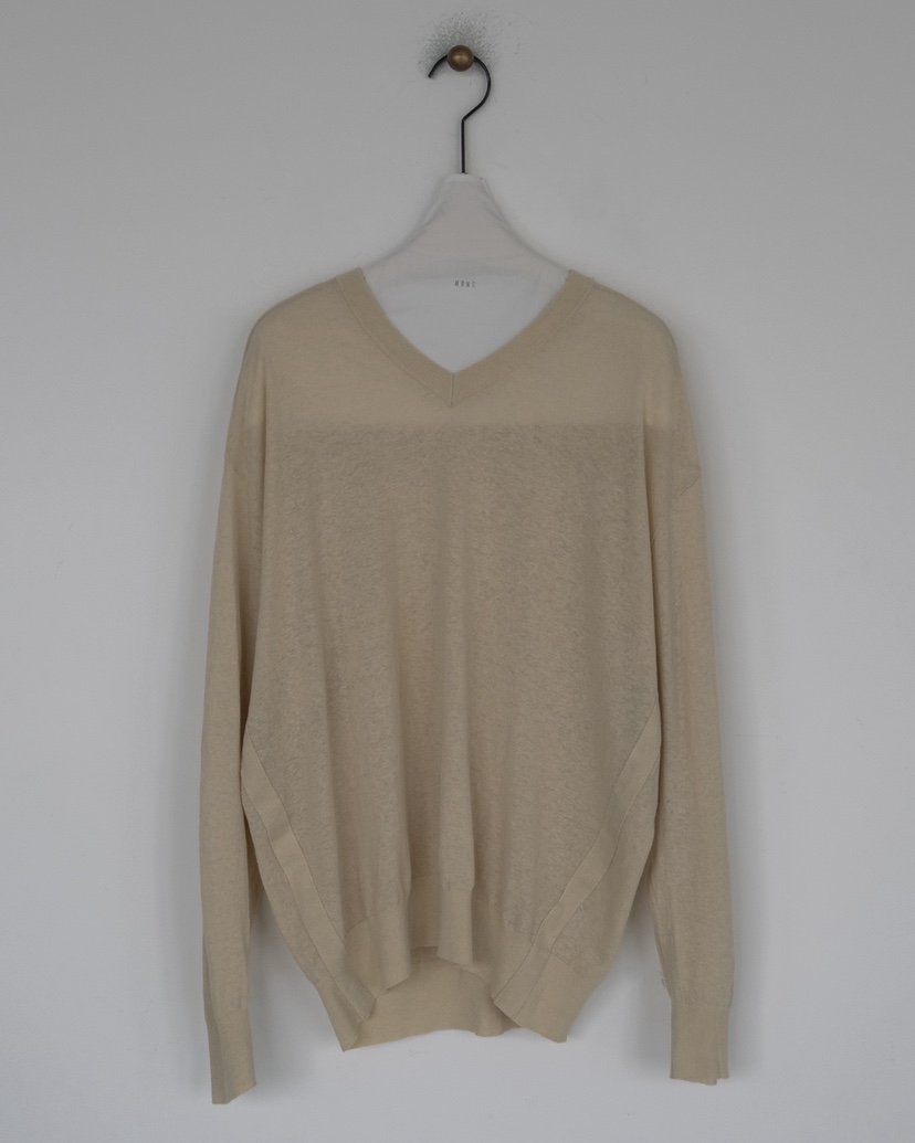 HONG-P韓國代購女裝新品人氣26春夏職業休閑針織衫V領亞麻HONG-P針織衫圖色3