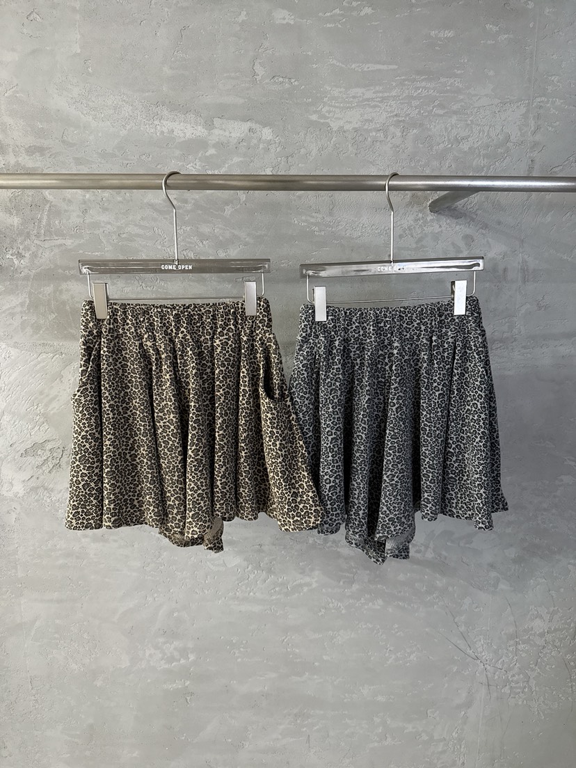 COME OPEN/HAPER韓國直郵女裝新品職業休閑短褲華夫格豹紋COME OPEN/HAPER短褲
