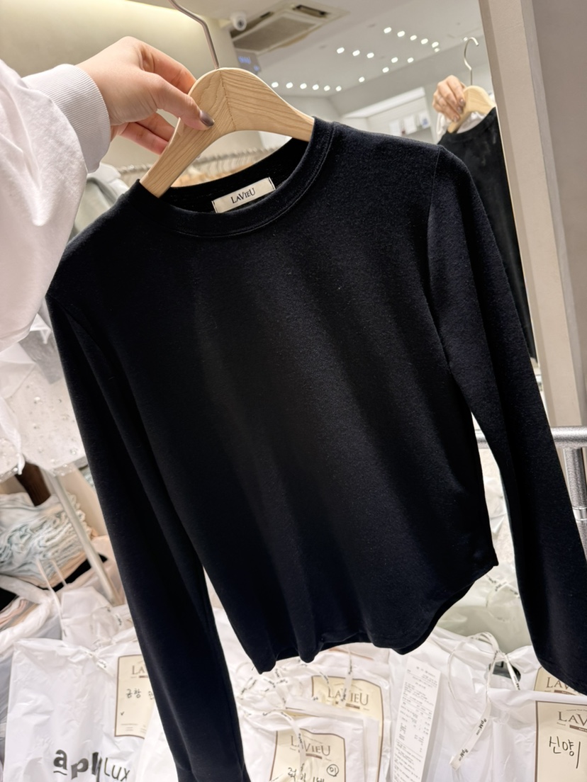LAVIEU韓國東大門代購女士新款26春夏熱賣休閑長袖T恤亞麻LAVIEU長袖T恤圖色1