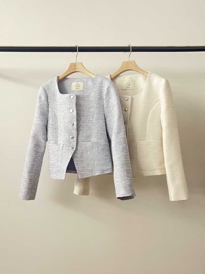 LOGON韓國直郵女士新款人氣時尚職業熱賣推薦休閑夾克粗花呢LOGON夾克