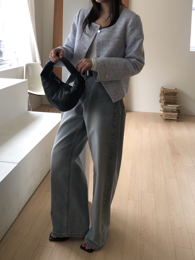 LOGON韓國直郵女士新款人氣時尚職業熱賣推薦休閑夾克粗花呢LOGON夾克