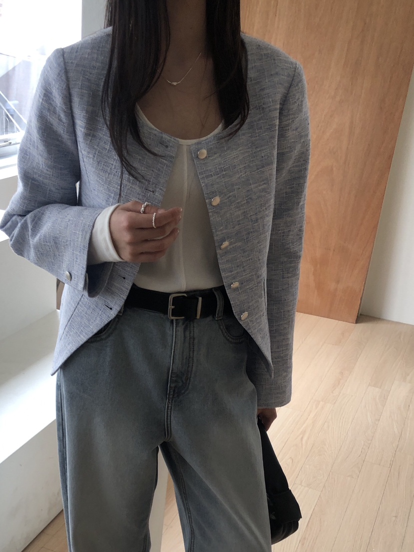 LOGON韓國直郵女士新款人氣時尚職業熱賣推薦休閑夾克粗花呢LOGON夾克