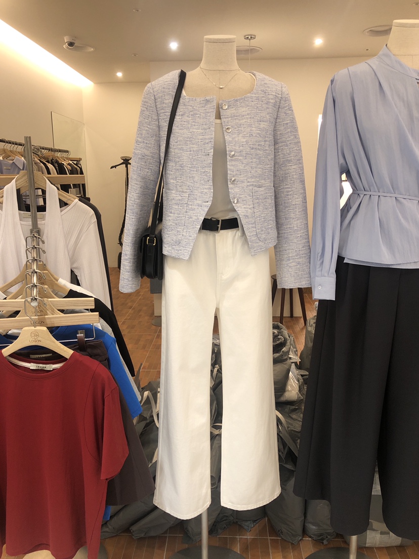 LOGON韓國直郵女士新款人氣時尚職業熱賣推薦休閑夾克粗花呢LOGON夾克