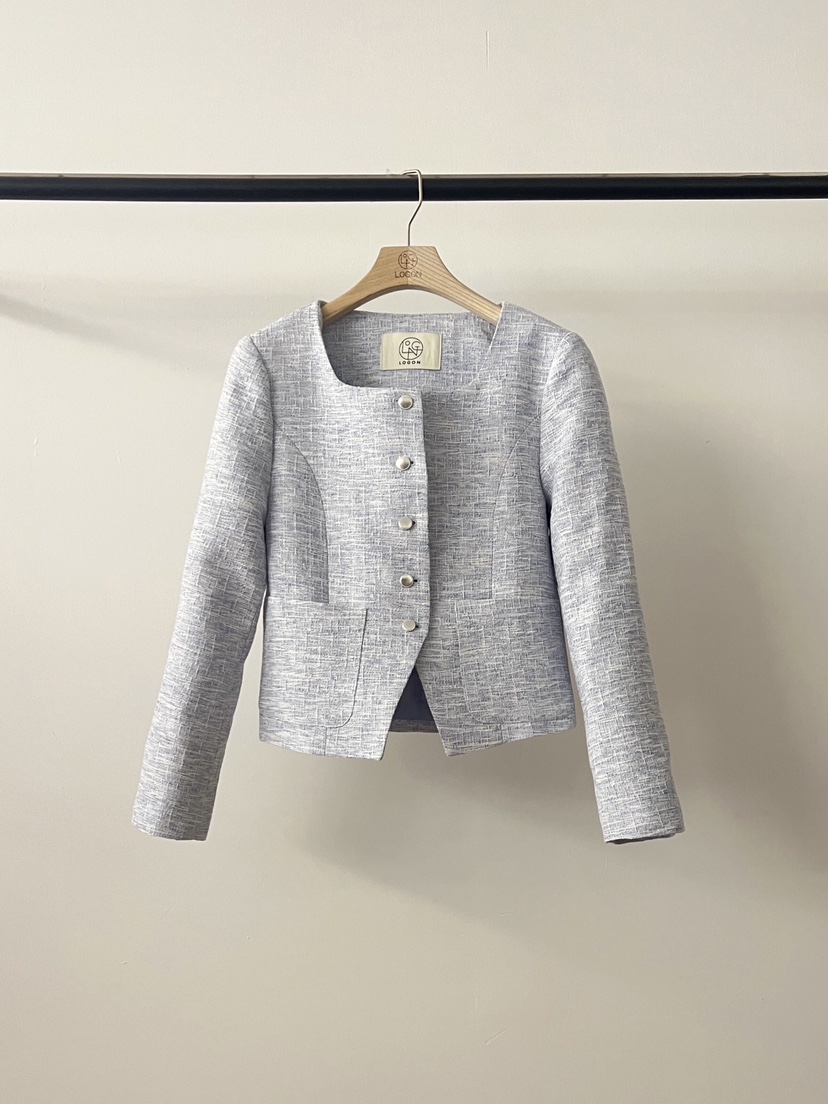 LOGON韓國直郵女士新款人氣時尚職業熱賣推薦休閑夾克粗花呢LOGON夾克圖色1