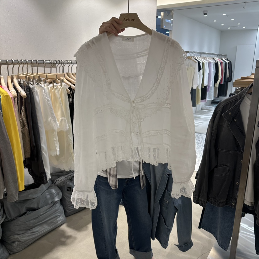 ACKER韓國直郵女士新款推薦休閑職業時尚人氣真品襯衫蕾絲衫ACKER襯衫/蕾絲衫圖色1