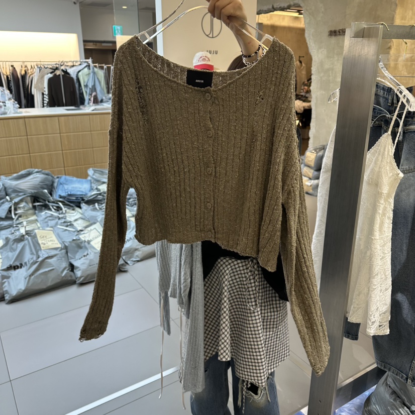 AMOUR韓國直郵女士新品職業休閑人氣針織衫不含內搭雙面開衫AMOUR針織衫圖色1