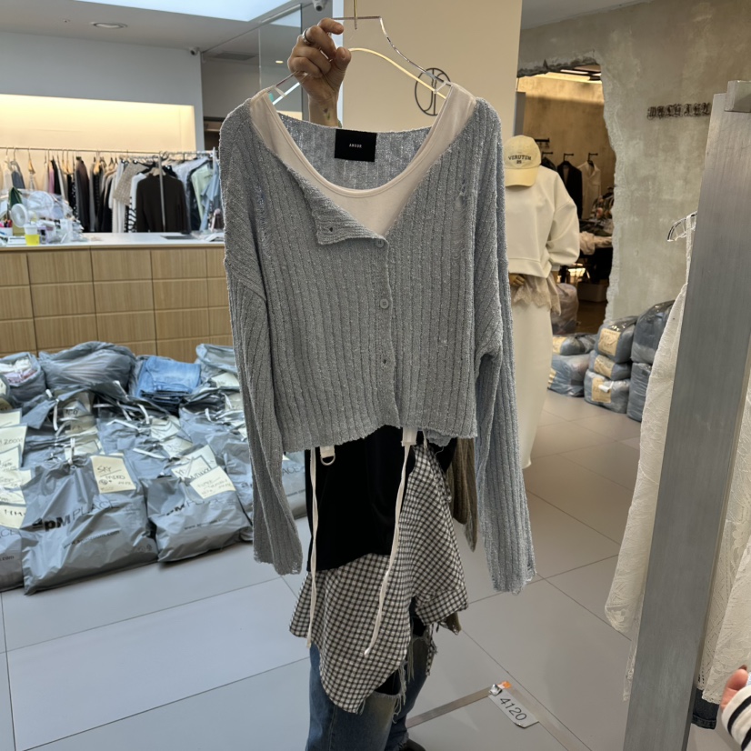 AMOUR韓國直郵女士新品職業休閑人氣針織衫不含內搭雙面開衫AMOUR針織衫圖色2