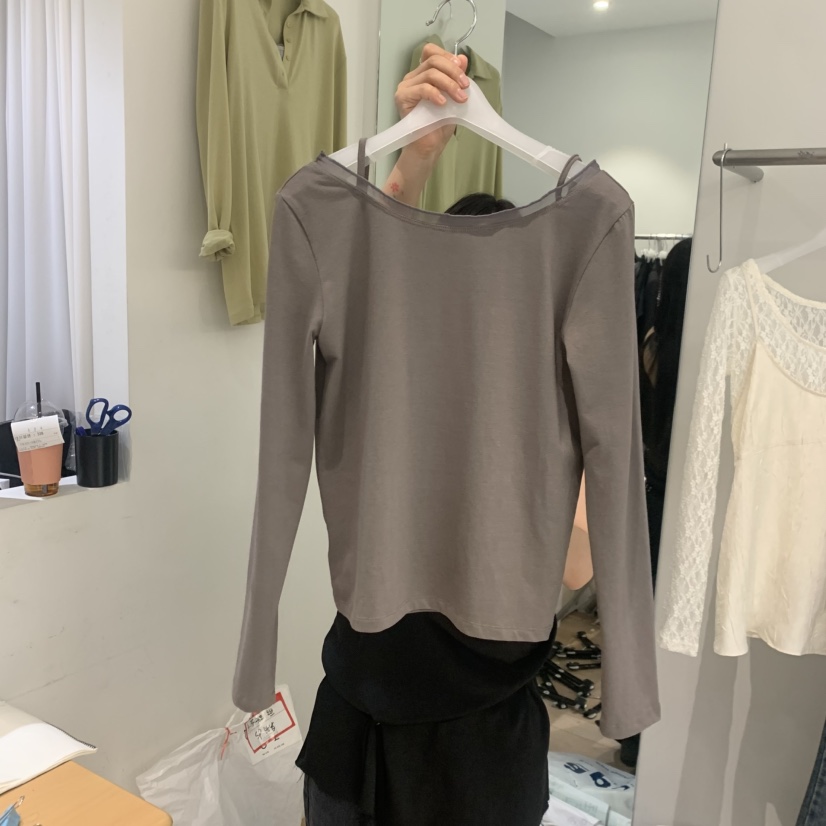 AUBE韓國代購女裝新品休閑職業時尚26春夏人氣長袖T恤兩面穿AUBE長袖T恤