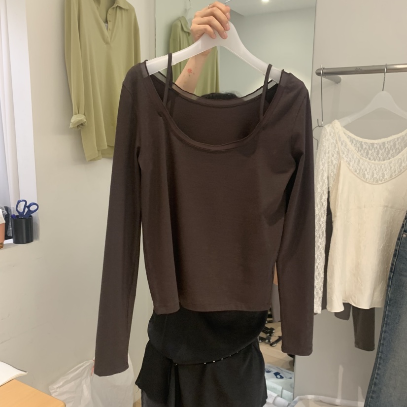 AUBE韓國代購女裝新品休閑職業時尚26春夏人氣長袖T恤兩面穿AUBE長袖T恤圖色1