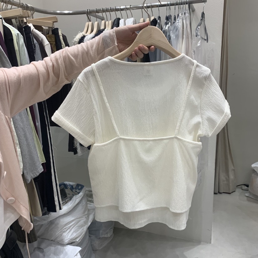 FRE韓國代購女裝新品職業熱賣休閑推薦人氣26春夏T恤假兩件FRE SEOULT恤