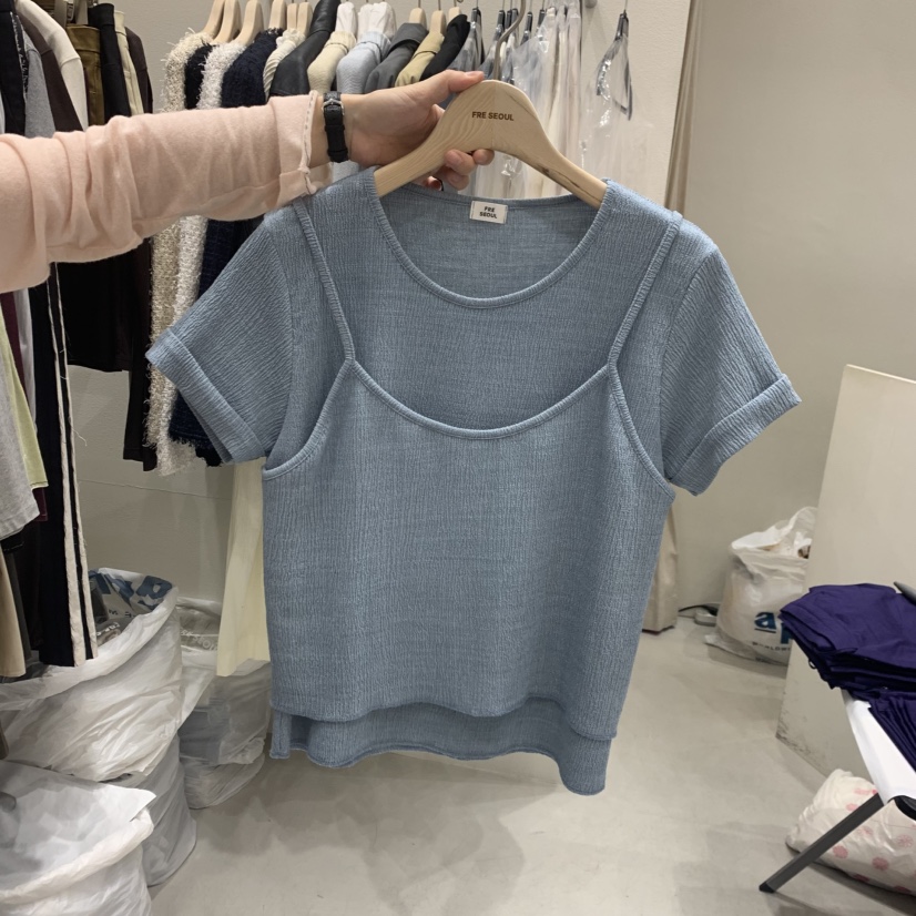 FRE韓國代購女裝新品職業熱賣休閑推薦人氣26春夏T恤假兩件FRE SEOULT恤圖色2