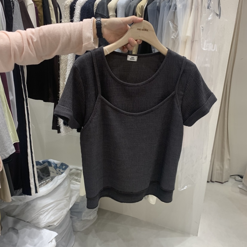 FRE韓國代購女裝新品職業熱賣休閑推薦人氣26春夏T恤假兩件FRE SEOULT恤圖色3