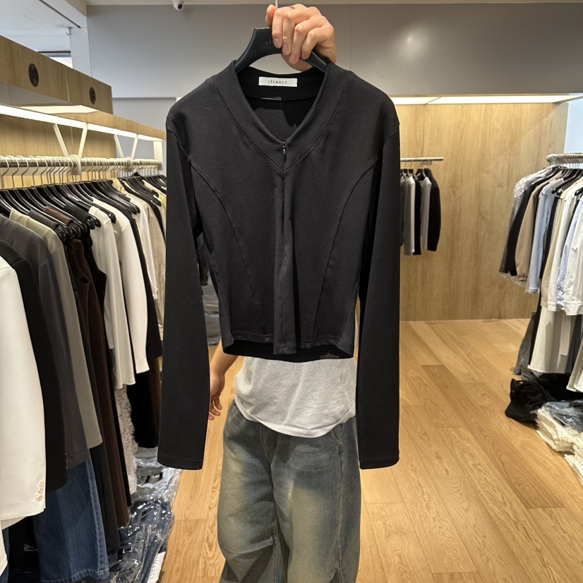 LEFANCY東大門直郵女士新品26春夏職業推薦真品長袖T恤拉鏈LEFANCY長袖T恤圖色2