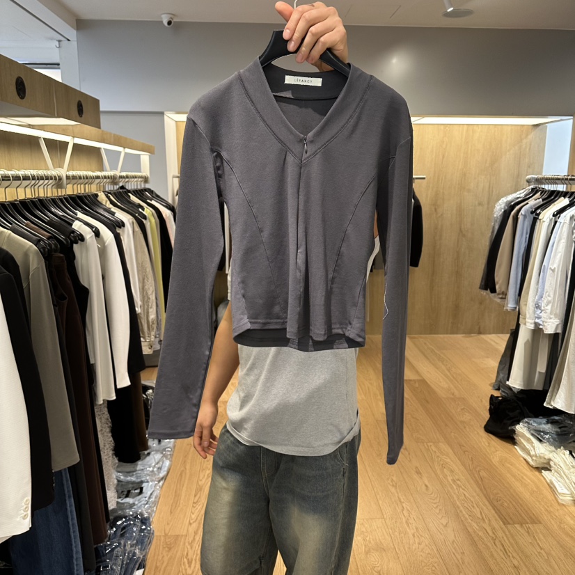 LEFANCY東大門直郵女士新品26春夏職業推薦真品長袖T恤拉鏈LEFANCY長袖T恤圖色3