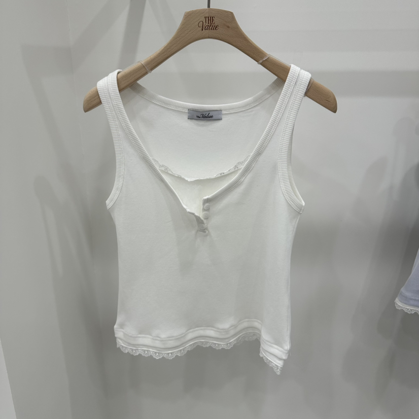 THE VALUE東大門實拍女士新款職業真品吊帶背心假兩件蕾絲THE VALUE吊帶/背心圖色1