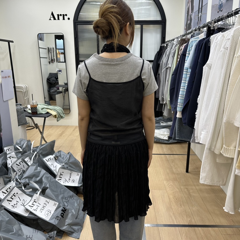 ARR韓國東大門直郵女士新款熱賣26春夏時尚休閑連衣裙含圍巾ARR連衣裙