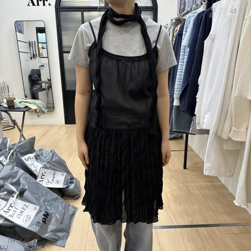 ARR韓國東大門直郵女士新款熱賣26春夏時尚休閑連衣裙含圍巾ARR連衣裙圖色2