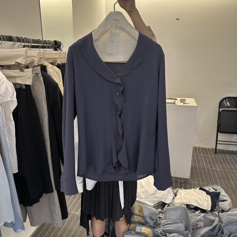 FIND-P韓國代購女士新品人氣真品熱賣時尚26春夏襯衫蕾絲衫FIND-P襯衫/蕾絲衫圖色3墨色