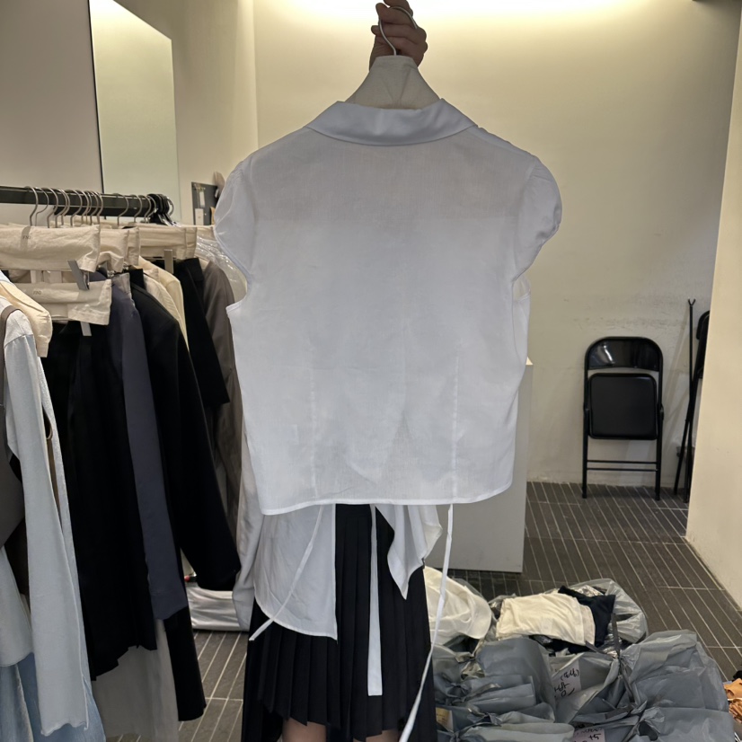 FIND-P韓國直郵實拍女裝新品熱賣人氣襯衫蕾絲衫褶皺亞麻FIND-P襯衫/蕾絲衫