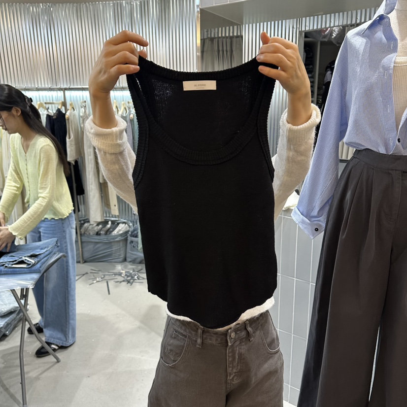 ALEGRE韓國直郵女士新品人氣真品熱賣休閑推薦職業吊帶背心ALEGRE吊帶/背心圖色3黑色