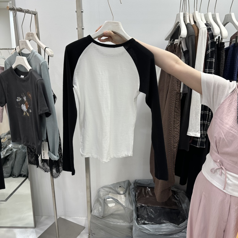 VISUAL SPACE/PAGE92/FLEISCHER東大門代購女裝新品推薦長袖T恤插肩袖VISUAL SPACE/PAGE92/FLEISCHER長袖T恤