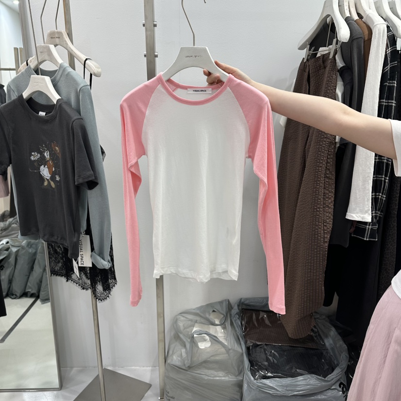 VISUAL SPACE/PAGE92/FLEISCHER東大門代購女裝新品推薦長袖T恤插肩袖VISUAL SPACE/PAGE92/FLEISCHER長袖T恤圖色2